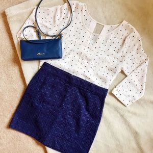 J. Crew Navy Blue Embroidered Skirt